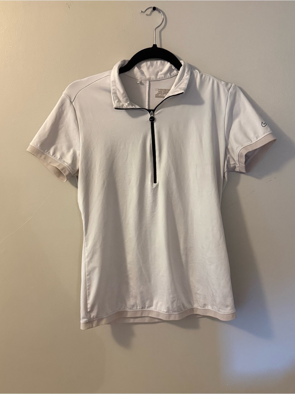 Nike White Short-Sleeve Quarter Zip Athletic Polo